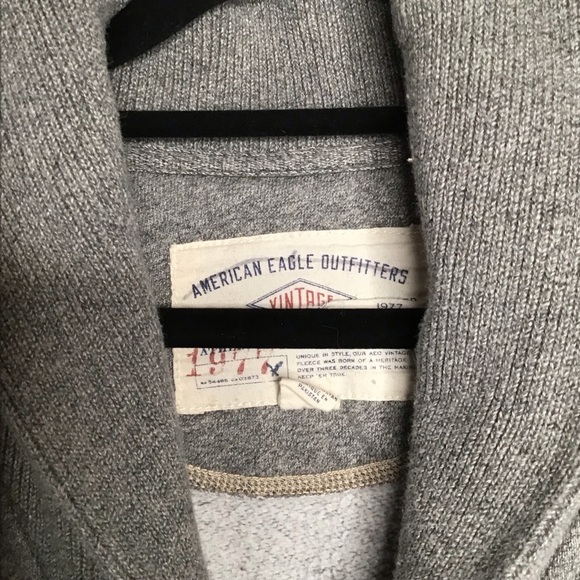 Y2K Men’s American Eagle Shawl CollarGrey Vintage Classic 1977 w/ pockets USXS - Picture 2 of 10